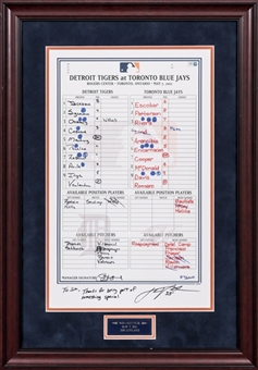 2011 Justin Verlander Signed 5/7/11 No-Hitter Lineup Card Replica Presented to Manager Jim Leyland (Beckett)